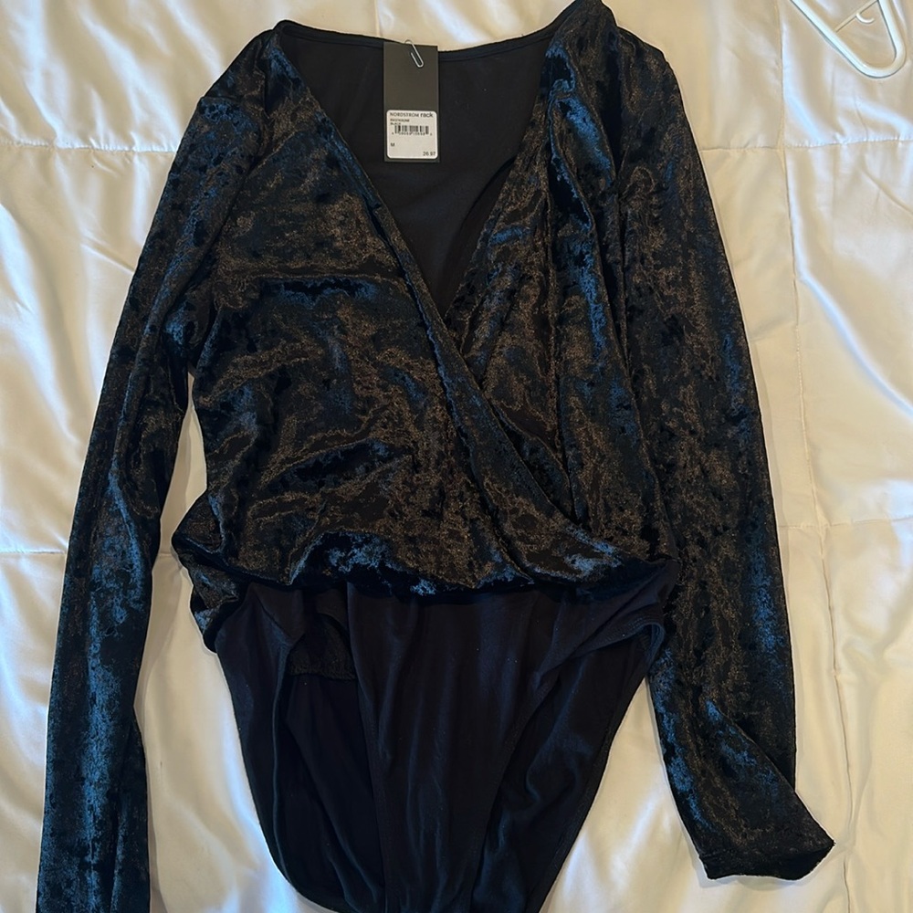 NWT black velvet body suit
